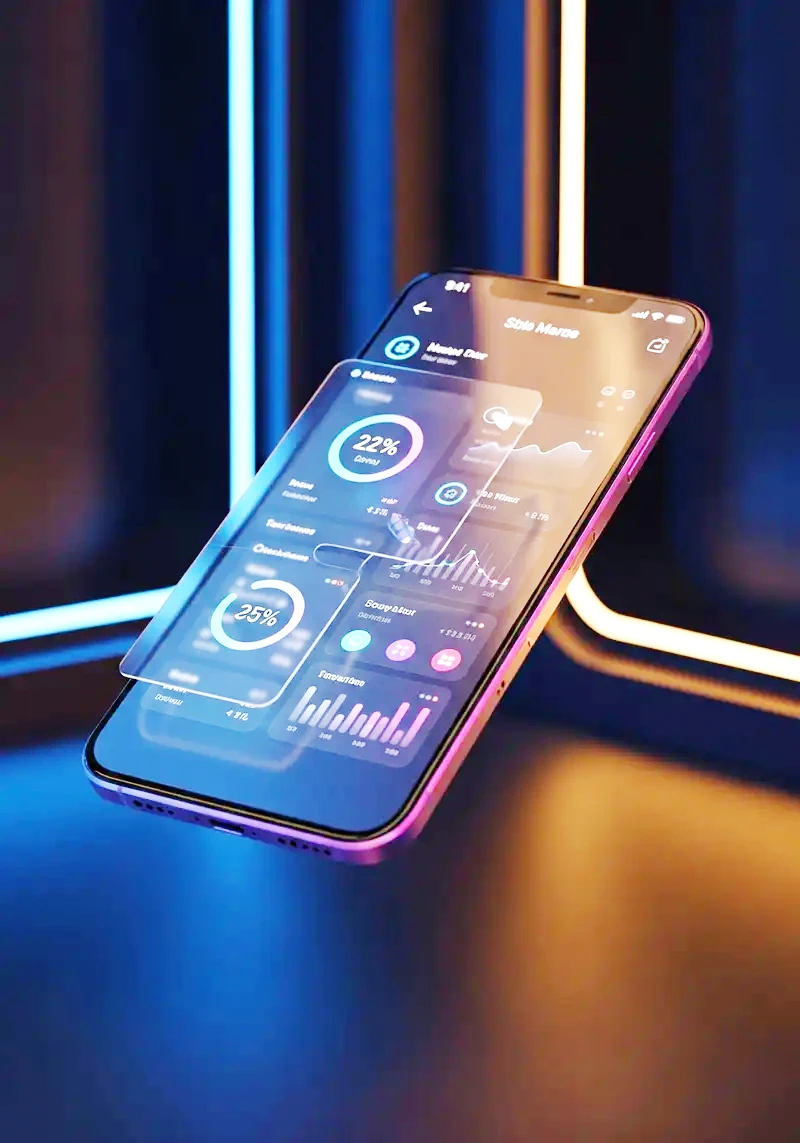 Futuristic mobile app mockup